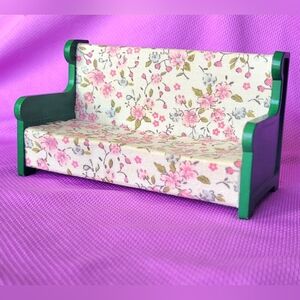 Sylvanian Families green floral sofa ❖ Calico Critters Dollhouse Furniture
